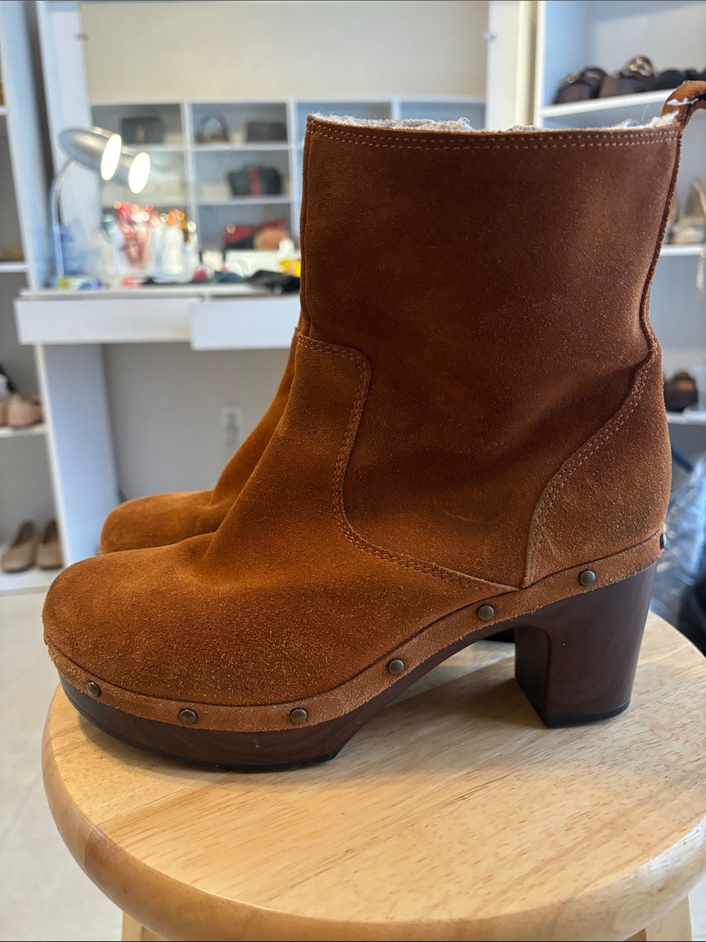 Clark’s stud chunky heel ankle boots